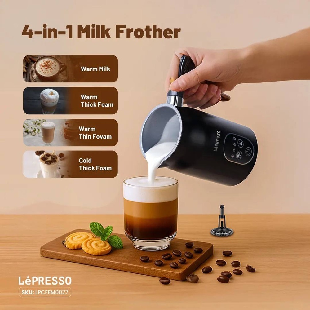 کف‌ساز شیر ۴ کاره 4-in-1 Milk Frother برند LėPRESSO مدل LP027 : LPCFFM0027 ضمانت سلامت گارانتی تست و مرجوعی در صورت ایراد ارسال فوری