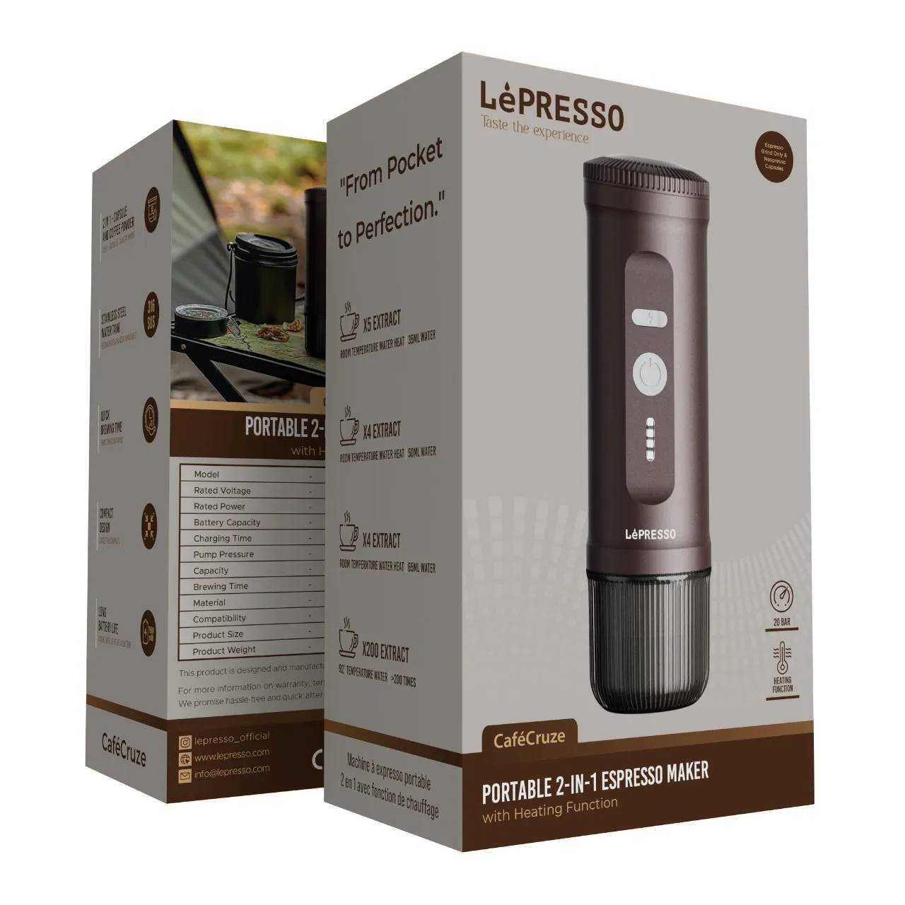 اسپرسوساز قابل حمل LePRESSO مدل LPCFFPCM0095  طراحی ۲ در ۱ ضمانت سلامت گارانتی تست و‌مرجوعی در صورت ایراد ارسال فوری به سراسر کشور
